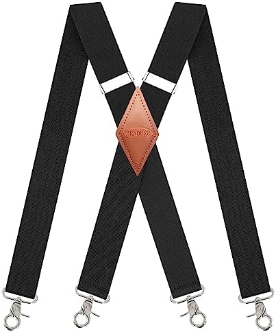 MENDENG Black Suspenders for Men with 4 Snap Hooks Adjustable Braces Groomsmen