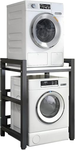Soporte de secadora de altura ajustable, kit de apilamiento, estante de almacenamiento para lavadora con capacidad de carga de 400 kg, para lavadoras y secadoras de carga frontal