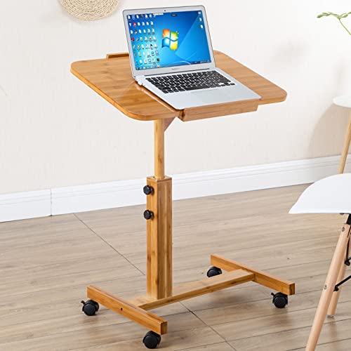 Tv Tray Table For Eating & Work, Bamboo Adjustable Height & Tiltable Desktop C-Shaped Table, Sofa & Bed Side Table For Home Small Space Living Room (Size : L - 70Cmx50Cm) #TOP4