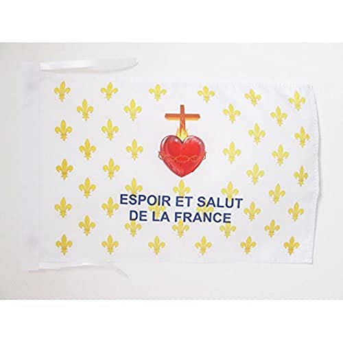 AZ FLAG - Drapeau Fleur de Lys Or ESF - 45x30 cm - Pavillon Royaliste Espoir Et Salut De La France 100% Polyester Avec Deux Cordelettes - 20g