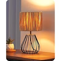 EDISHINE Lámpara de Mesa Vintage, con Pantalla Bohemia Tejida a