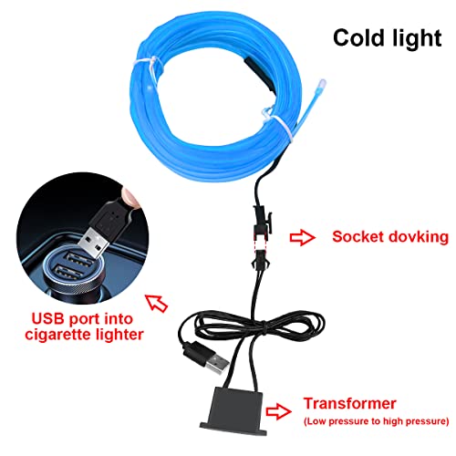 El Wire Interior Car Led Strip Lights, 16Ft Usb 5V Neon Light With 6Mm Sewing Edge, Glowing Electroluminescent Ambient Lighting Kits With Fuse Protection, Universal For Car Decorations (Blue) #TOP1
