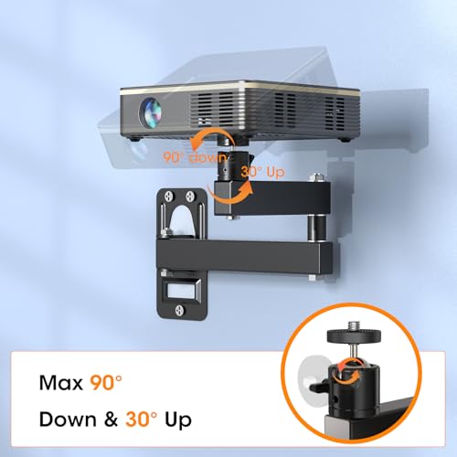 DAWASAPAT Universal Porjector Mount Foldable Projector Wall Mount 1/4\" Screw, Adjustable Tilt&Swivel Hanging Projector Bracket Holder Wall Mount Hanger Rack Stand for Projector with Cable Ties