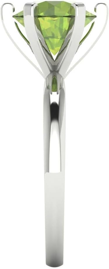 Clara Pucci 3 cttw Round Cut Solitaire Maximalist Cocktail Statement Ring for Women - 14K White Gold Plated .925 Sterling Silver (9mm Natural Peridot)