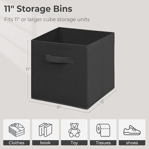Easi Storage Cubes, 11 Inch Storage Bins, Set of 9, Foldable Fabric Cube Storage Organizer With Handles, Closet Cube Storage Bins, Collapsible Cubby Storage Organizer for Shelves,Offices, Black by STORAGEIDEAS - Image 4