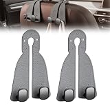 Auto Lagerung Haken, 2026 Neu Autositz Doppelhaken Rückenhaken, Aufbewahrungshaken für Autositz, Leder Doppelhaken für Autositzrückseite, Auto Zubehör für Taschen, Handtaschen, Organizer (Grau*2)