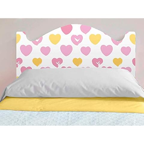 Oedim - Cabecero Cama Infantil PVC Impresión Digital Corazones Rosas y Amarillos Cover