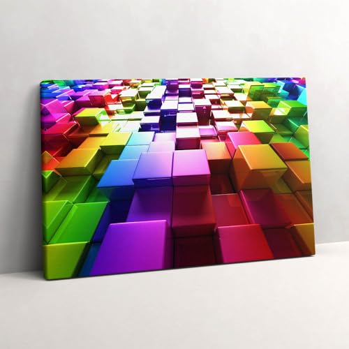 Tableau Photo sur Toile Cubes Colorés pour Mur Blanc Terne 60x40