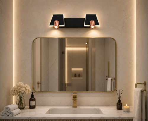 Image of FILLISKA 3 in 1 Double Wall spot /Picture /Display /Mirror Light with Adjustable Head and Colour Changing Function (3 in 1, Black & FrenchGold-6571)
