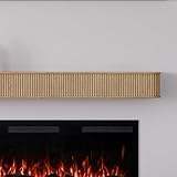 Modern Ember Alfama 60 Inch Fireplace Wood Mantel Shelf with Fluted “Reed” Details in Blonde | Natural White Oak Wood | Stained Finish | DIY Mounting Hardware Included | 60' W x 6' H x 8' D