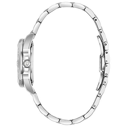 Bulova Ladies' Marine Star Diamond Stainless Steel 3-Hand Quartz Watch, Blue Mother-Of-Pearl Dial And Sapphire Crystal And Sapphire Crystal Style: 96R215 #TOP1