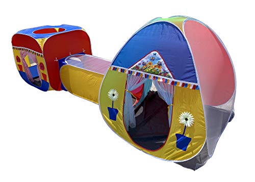 Homecute Kid’S Jambo Size 3 In 1 Pop-Up Play theme theme tent house With Crawl Tunnel, Cube Tent And Igloo Tent (Multicolour)