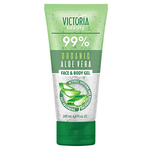 Victoria Beauty - Aloe Vera Gel 99% organiczny, krem nawilżający do twarzy i ciała, naturalny krem po opalaniu (1 x 200 ml)
