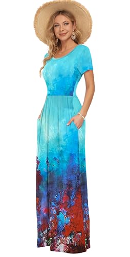 Image of AUSELILY Women's Classic Short Sleeve Loose Plain Casual Long Maxi Dresses for Women 2026