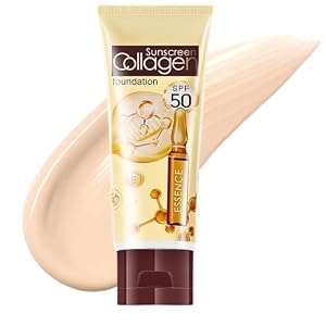 Tinted Sunscreen SPF 50, Collagen Sun Cream For Sensitive Skin, Factor 50 Tinted Moisturizer for Face & Body, Against UVA & UVB, Hydrating, Oil Control, Water Resistant & Non-Greasy