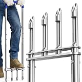 Knee-Friendly Manual Lawn Aerator, Adjustable 43.3–48.5', Silver, Dual Step