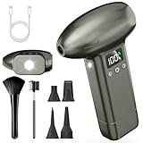 電動ブロワー 小型 ブロアー エアダスター ミニ 超強力30,0000RPM高速回転 強力風速120m/s 3段階風量調整&4段階調光調整 明るさ140ルーメン 8000mAh 200分使用可 5種類ノズル PC掃除/エアコン/キーボード/洗車用 1HType-C急速充電式 日本語取扱説明書付き (ライトグレー)