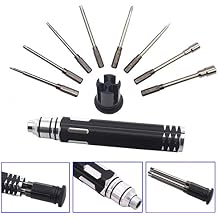 ShareGoo 8 in 1 Screwdriver Set Kit - Hex Nut Key Socket Repair Tool for RC Helicopter, Airplane, Drone, Car - H1.5, 2.0, 2.5, 3.0mm Hex, 4.0, 5.5mm Spanner Box, 0#, 1# Slot Screw Driver