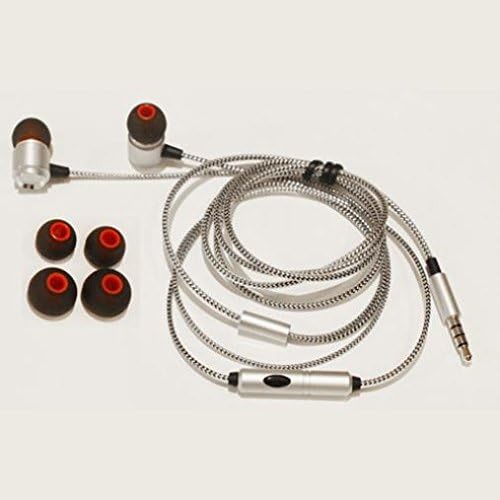 Hi-Fi Sound Hands-Free Headset with Mic Earphones Type-C Audio Adapter Headphones Converter Metal Sleek Earbuds Silver for Verizon Motorola Moto Z Play Droid - Verizon Motorola Moto Z2 Force