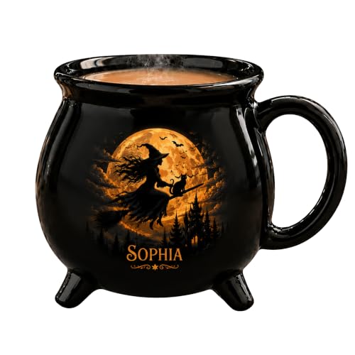 Personalized Halloween Witch Cauldron Mug Gift for Women, Custom Name