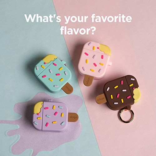Elago Ice Cream Airpods Case With Keychain Designed For Apple Airpods 1 & 2, Shockproof Protective Skin, Cute Accessories For Girls, Kids, Boys [Us Patent Registered] (Blueberry) #TOP2