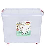 ARISTO Multipurpose Plastic Storage Container Box with Wheels 25 LTR (Clear, Transparent), (45.8 x 34 x 26 cm, Rectangular)