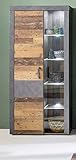 mit viel Stauraum trendteam smart living Wohnzimmer Highboard Schrank Indy, 87 x 189 x 34 cm in Korpus Graphit Grau, Front Old Wood NB mit viel Stauraum