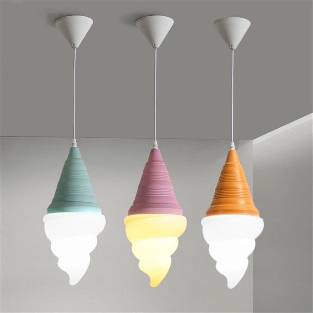 Ice Cream Chandelier Spiral Cone Decorative Pendant Light Fixture, DIY Hanging Lighting Fixtures for Kitchens, Dining Rooms and More