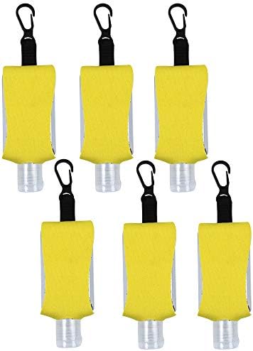 ICObuty Empty Bottle for Hand Gel Products Liquid Soap 6 Pack 1 OZ Travel Sized Holder Keychain Carriers Flip Cap Reusable Portable (Yellow1) image 5
