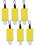 ICObuty Empty Bottle for Hand Gel Products Liquid Soap 6 Pack 1 OZ Travel Sized Holder Keychain Carriers Flip Cap Reusable Portable (Yellow1)