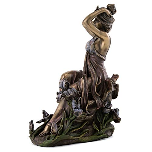 Top Collection French New Art Nouveau Reverie Statue - Hand Painted Collectible Beautiful Flower Lady Sculpture In Premium Cold Cast Bronze- 8-Inch Alphonse Mucha Collection #TOP1