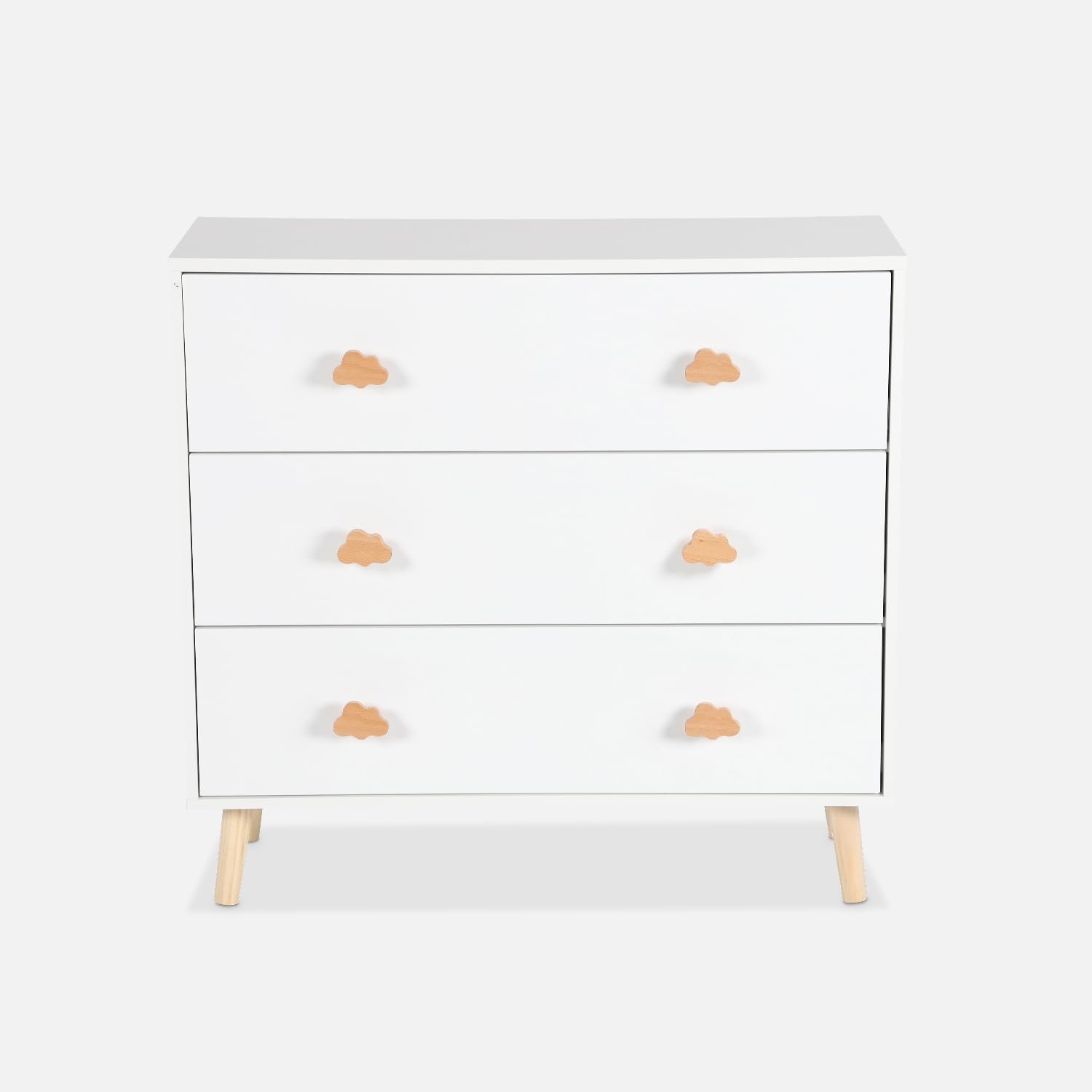sweeek Cassettone per Bambini, 3 cassetti, Nephos, Bianco, 80x30x75.7 cm
