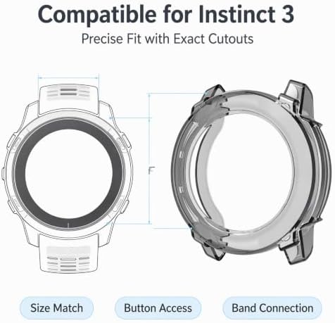 TPU Bumper Protective Cover Compatible with Garmin Instinct E 40mm Case, Shockproof Scratch Resistant Watch Frame Protector for Garmin Instinct E 40mm Smartwatch（Smoky Black — 사진 4