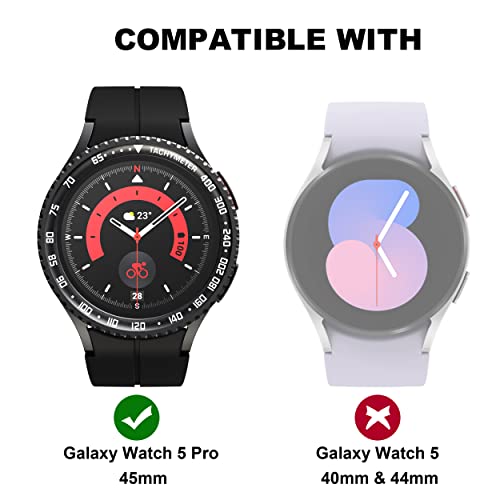 BAIHUIAM Bezel Compatible with Galaxy Watch 5 Pro 45mm, Stainless Steel Adhesive Frame Ring Cover, Anti-Scratch Case Accessory - Black by BAIHUIAM - Used condition - Image 3