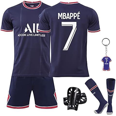 Hereneer Fußballtrikot für Kinder, Fussball Jersey Football Trikots, Fußball T-Shirt und Shorts, Fußballkleidung Nr.7, Nr.30, Boy Football Kleidung mit Socken für Erwachsene, Kinder (7, Kid 24) Cover