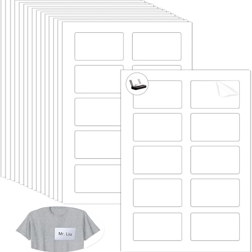 300 Stück Selbstklebend Namensaufkleber, Namensschild Handbeschriftbar, Namensetiketten für Kleidung, 80x50mm, Ablösbar Bedruckbare A4 Etiketten, für Laserdrucker