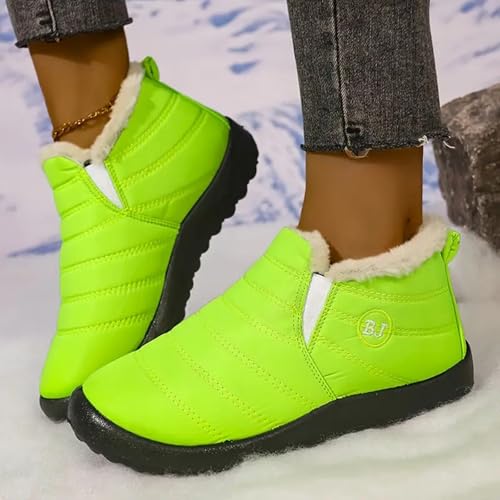 Winter Boots for Women Waterproof,Womens Ankle Furry Fluffy Plush Lined Snow Shoes Slip On Warm Winter Boot for Women Slip On Outdoor Booties with Non Slip Sole3