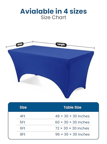 Image of Utopia Kitchen Spandex Tablecloth 2 Pack [8FT, Royal Blue] Tight, Fitted, Washable and Wrinkle Resistant Stretch Table Cloth Rectangle Cover for Trade Show, Weddings & Parties [96Lx30Wx30H Inch]