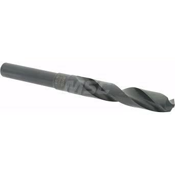 Hertel High Speed Steel Drill Bit, 37/64" Diameter, 1/2" Reduced Shank, 118 Cutting Angle, 6" Overall Length, 3" Flute Length, Oxide Finish, Spiral Flute