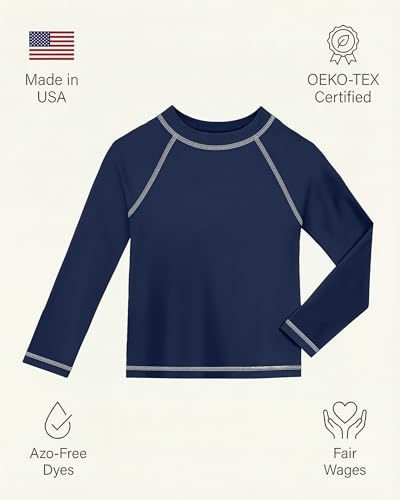 Image of City Threads Rash Guard for Boys SPF 50+ Made in USA, Long Sleeve Swim Shirt with Sun Protection, Toddler, and Youth Sizes