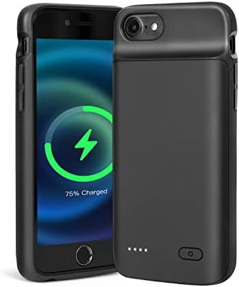 HYZJA Battery Case for iPhone 6/6S/7/8/SE 2020/SE 2022, 6000mAh Ultra Slim Extended Charging Case for iPhone 6 6S 7 8 SE Rechargeable Portable Power Bank Charger Case Black