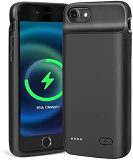 HYZJA Battery Case for iPhone 6/6S/7/8/SE 2020/SE 2022, 6000mAh Ultra Slim Extended Charging Case for iPhone 6 6S 7 8 SE Rechargeable Portable Power Bank Charger Case Black