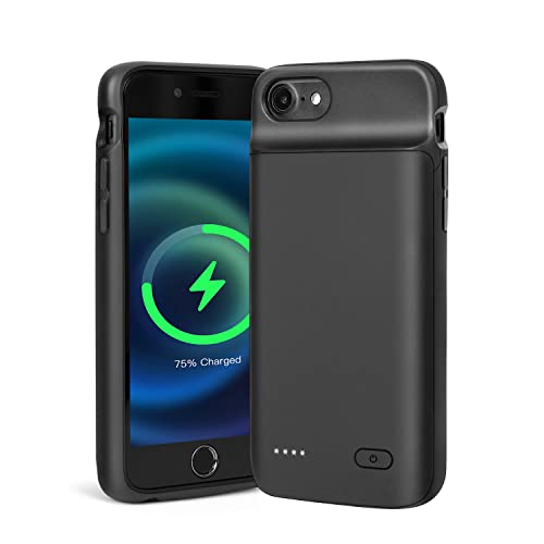 HYZJA Coque batterie pour iPhone 6/6S/7/8/SE 2020/SE 2022, 6000 mAh ultra fine pour iPhone 6 6S 7 8 SE Noir Cover