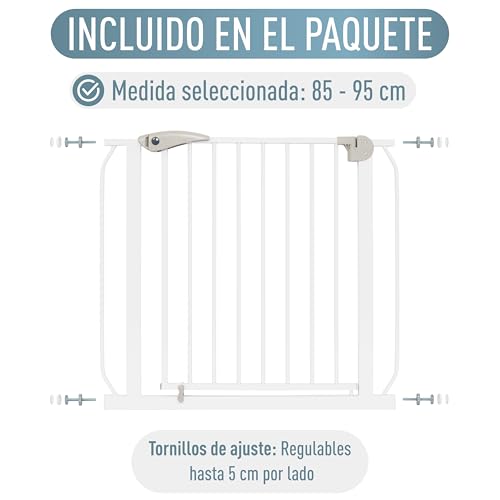 Miniatura 8 de Ib Style Barrera De Seguridad Berrin - Barrera Escalera, Fijación A Presión, Auto Close, Para Pasillos, Mascotas Y Niños, Blanco, Ancho: 85-95 Cm