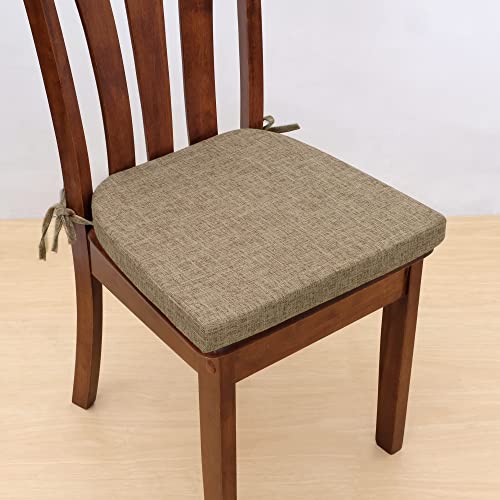 Tromlycs Chair Cushions With Ties For Dining Room Chairs Set Of 4 Non Slip Farmhouse Kitchen Chair Seat Pads Cushions 16X16.5 Inch Nature Linen #TOP6