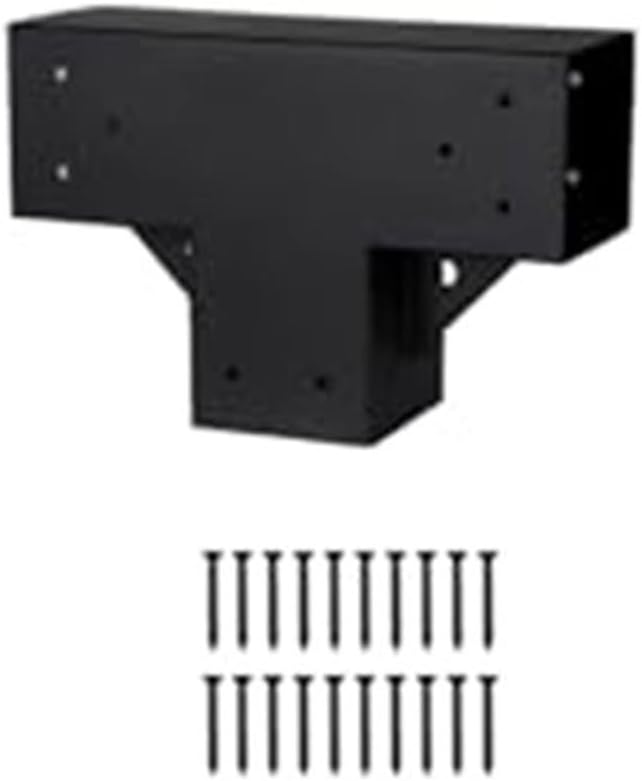 Kit de soportes de pérgola de acero 4x4, conector de esquina en ángulo recto de 3 vías con base, para poste de madera estándar, soporte para pérgolas y estructuras de jardín (1 unidad) miniatura 1