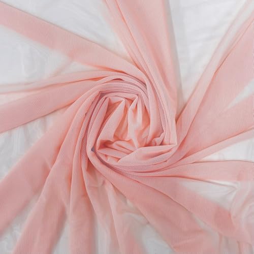 Ice Fabrics 4-Way Stretch Power Mesh Fabric by The Yard - 60" Wide Nylon Spandex Sheer Net - Breathable & Stretchy Mesh Fabric for Sewing Activewear, Dresses, Crafts - Blush - 1 Yard
