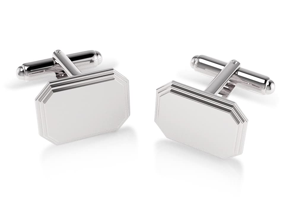 Sterling Engravable Stepped Edge Hexagon Cufflink Luxury Men's Cuff Links With Elegant Gift Box | Crafted With .925 Sterling Silver | Suitable for All Occasions3