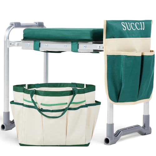 SUCCJJ Garden Kneeler and Seat Heavy Duty Gardening Bench Extra Wide,Foldable Kneeling Bench for Gardening,Garden Stool for Seniors Women with Handles,Garden Seat and Kneeler (Green)