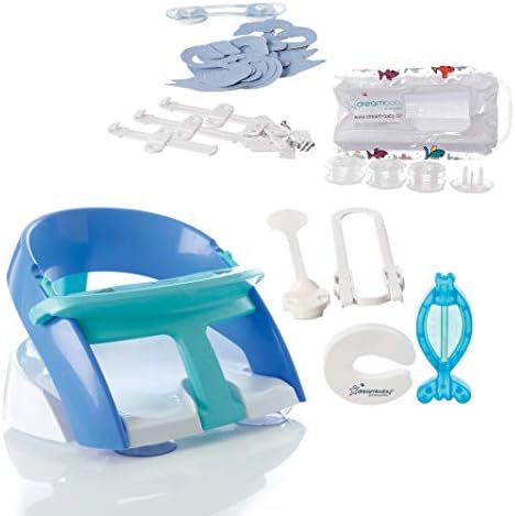Dreambaby Premium Bath Seat and 28 Piece Bathroom Safety Kit, Blue